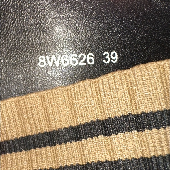 LOGO-JACQUARD STRETCH-KNIT AND LEATHER OVER-THE-KNEE BOOTS IN BLACK - Picture 3 of 4